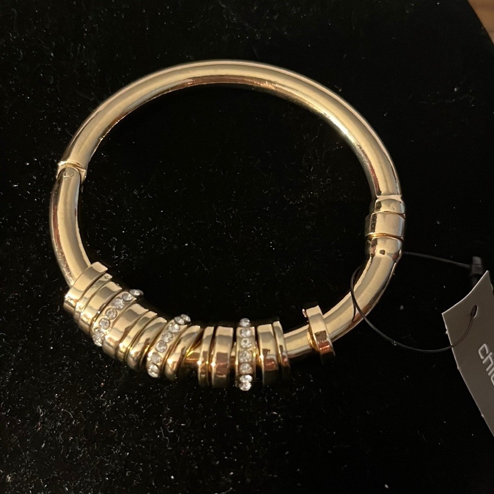 Chicos Lola Goldtone Bangle Bracelet With Pave Rhinestones - Picture 4 of 4